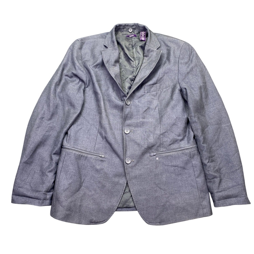 American Rag Mens Grey 3-Button Blazer Jacket Zipper Pockets Medium